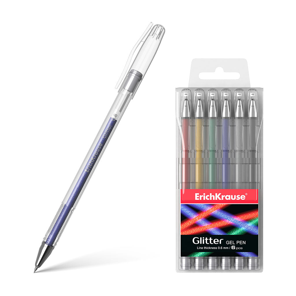 ErichKrause Glitter Gel Ink Pens — Pack of 6