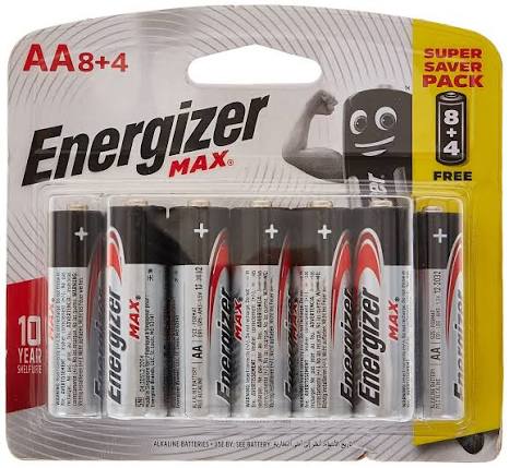 Energizer Alkaline Max AA 8+4 Bonus Pack