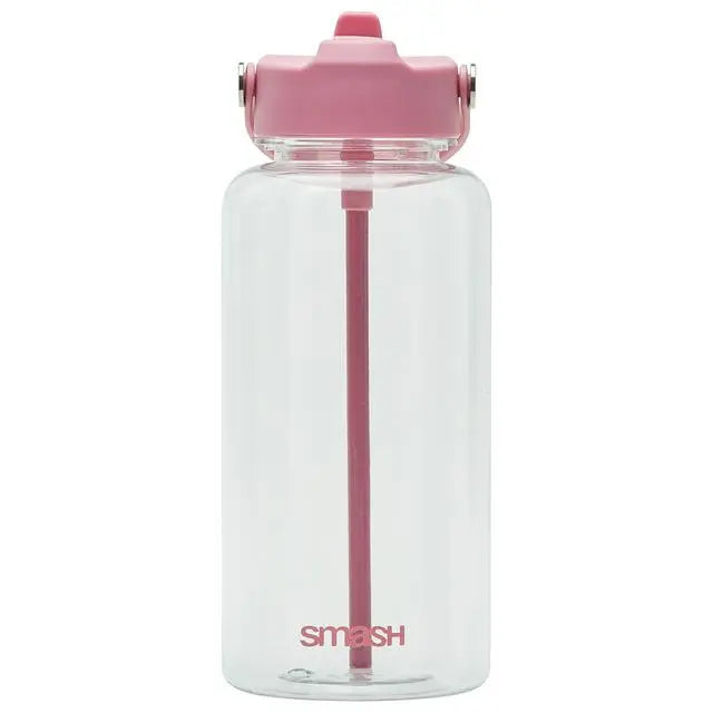 Smash Pink Sipper Water Bottle Stainless Steel Straw 1L