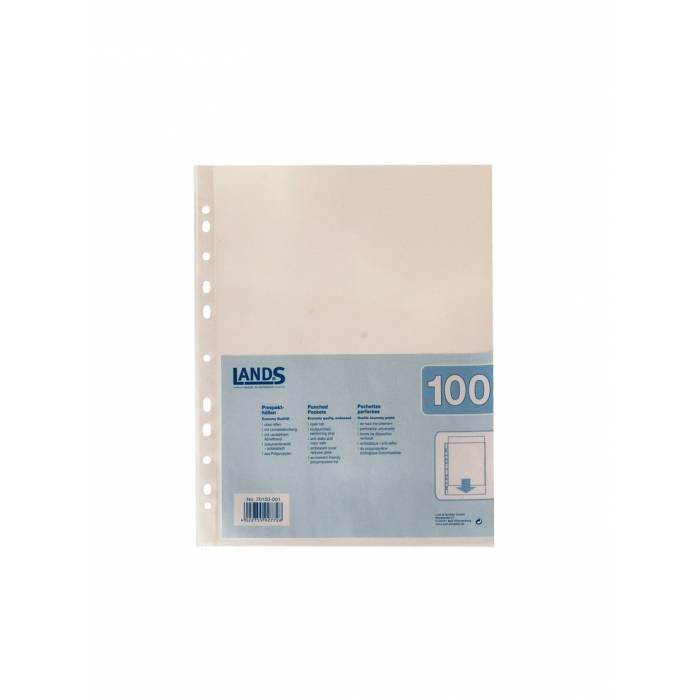 LANDS Punched Pockets A4 (100 Pack)